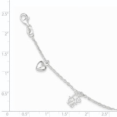 Sterling Silver Heart and LOVE Charm Bracelet