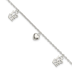 Sterling Silver Heart and LOVE Charm Bracelet