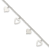 Sterling Silver Polished Heart Bracelet