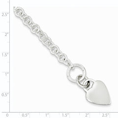 Sterling Silver Polished Heart Bracelet