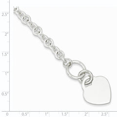 Sterling Silver Polished Engraveable Heart Bracelet