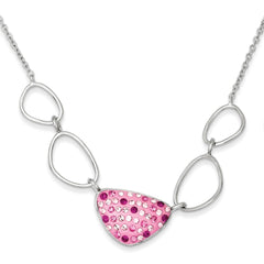 Sterling Silver 925 Necklace with Pink Crystal Triangle Pendant by Sophia Jewelers - 16