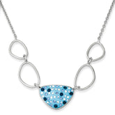 Sterling Silver 925 Blue Crystal Triangle Necklace by Sophia Jewelers - 18