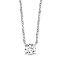 Sterling Silver Rhodium-plated CZ w/1in ext. Necklace