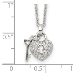 Sophia Jewelers Sterling Silver Key & CZ Lock Necklace with Extension