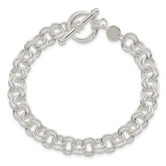 Sterling Silver Polished Fancy Link 7.5 inch Toggle Charm Bracelet