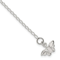 Sterling Silver 10inch Solid Polished Butterfly Anklet