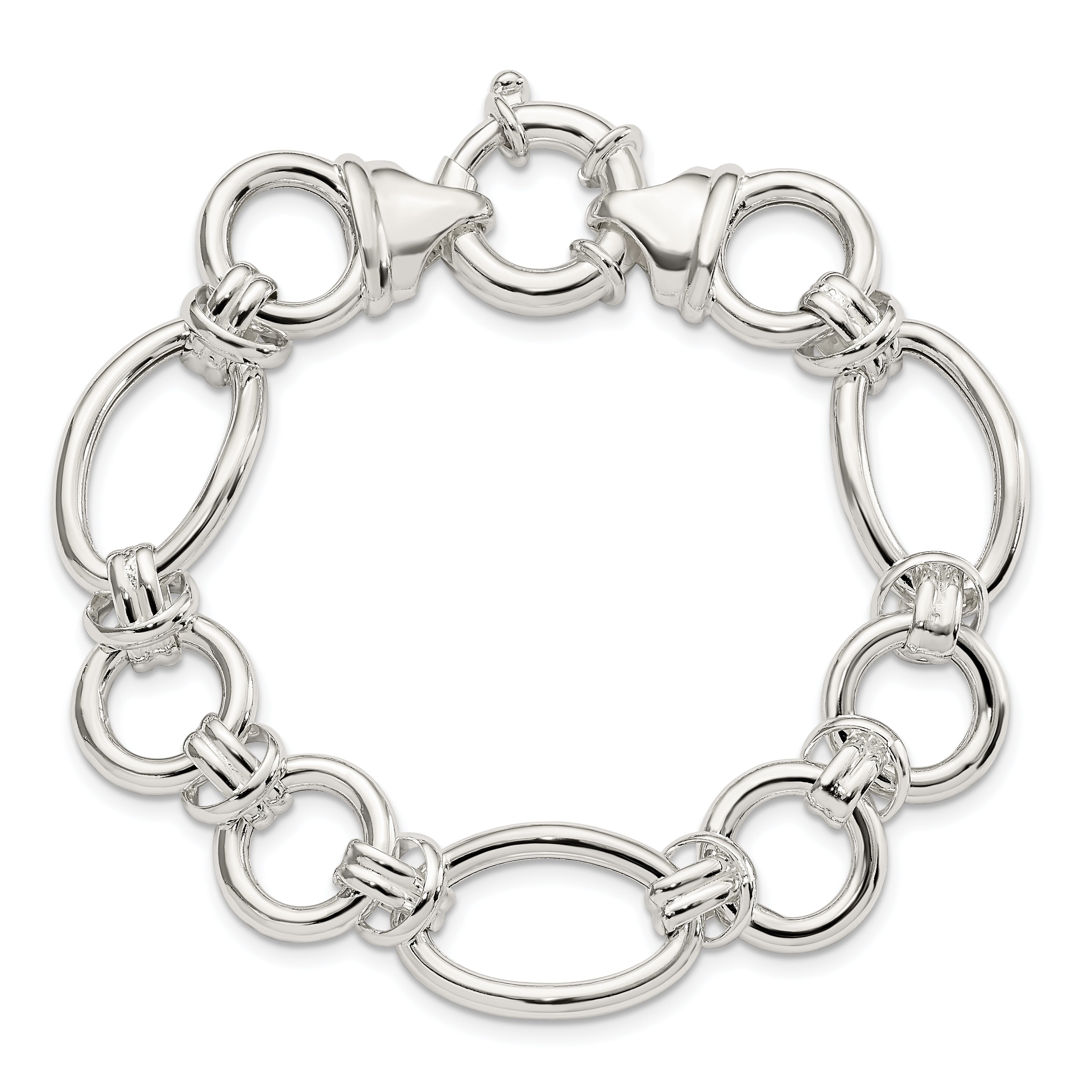 Sterling Silver Polished Fancy Link 7.5 inch Bracelet