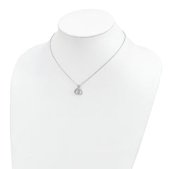 Sterling Silver CZ Double Horseshoe Necklace with Polished Rhodium Finish