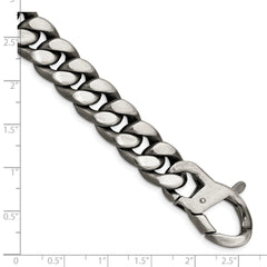 Sterling Silver Ruthenium/Antiqued Brushed Curb Link Bracelet