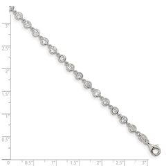 Sterling Silver Rhodium-plated W/ 1 in ext. CZ Bracelet