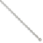 Sterling Silver Rhodium-plated W/ 1 in ext. CZ Bracelet
