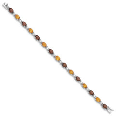 Sterling Silver Rhod-pltd Smoky Quartz/Citrine/Wh.Topaz Bracelet