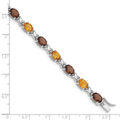Sterling Silver Rhod-pltd Smoky Quartz/Citrine/Wh.Topaz Bracelet