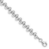 Sterling Silver Rhodium-plated Offset Beads w/1.25in. Ext. Bracelet