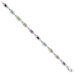 Sterling Silver Rhod-plat Amethyst Topaz Peridot Citrine Garnet Bracelet