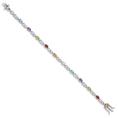 Sterling Silver Rhod-plat Ameth, Bl Top Citri, Perid, Garnet Bracelet