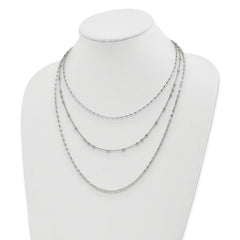 Sterling Silver Rhodium-plated Beaded Layered with 2in .ext Necklace