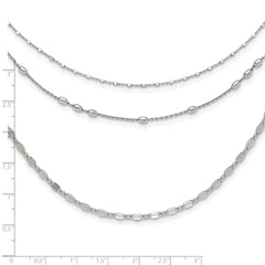 Sterling Silver Rhodium-plated Beaded Layered with 2in .ext Necklace
