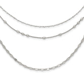 Sterling Silver Rhodium-plated Beaded Layered with 2in .ext Necklace