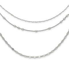 Sterling Silver Rhodium-plated Beaded Layered with 2in .ext Necklace