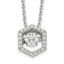 Sterling Silver Rhod-plated Hexagon Moving CZ w/2in ext Necklace