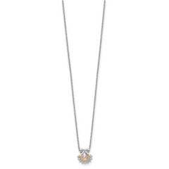 Sterling Silver RH-pltd Gold-tone Moving Pink CZ w/2in ext Necklace