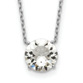 Sterling Silver Rhodium Plated Clear Swarovski Crystal 16.5 inch Necklace with 2 inch extension