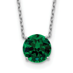 Sterling Silver Rhodium Plated Green Swarovski Crystal 16.5 inch Necklace with 2 inch extension