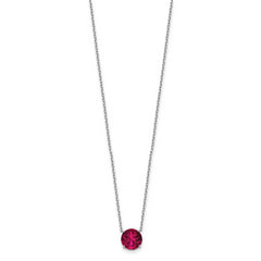 Sterling Silver Rhodium-plated Red Crystal 16.5 inch Necklace with 2 inch extension