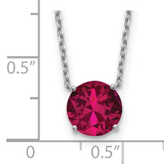 Sterling Silver Rhodium-plated Red Crystal 16.5 inch Necklace with 2 inch extension
