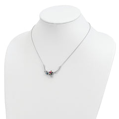 Sterling Silver RH-plated Multi-color Crystal Star w/2in ext Necklace