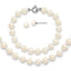 Sterling Silver Madi K Rhodium-plated 5-6mm Semi-round Freshwater Cultured Pearl 12in Necklace, 4in Bracelet & Button Earrring Set