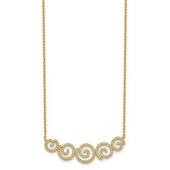 Sophia Jewelers Sterling Silver Gold-Tone CZ Swirl Necklace Unisex