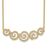 Sterling Shimmer Sterling Silver Gold-tone Flash gold-plated 133 Stone CZ Swirls Necklace with 2 inch extender