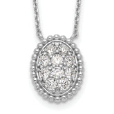 Sterling Shimmer Sterling Silver Rhodium-plated 18 inch 10 Stone Oval CZ Necklace