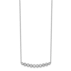 Sophia Jewelers Sterling Silver CZ Bar Necklace with Rhodium Shine and Extender