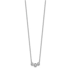 Sophia Jewelers Sterling Silver CZ Necklace with Rhodium Polish and Flexi Length