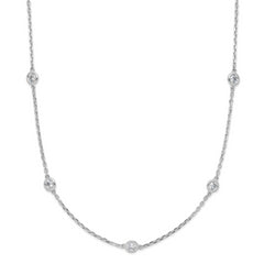 Sterling Silver 24 Polished CZ Necklace with Rhodium Finish Unisex