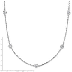 Sterling Silver 24 Polished CZ Necklace with Rhodium Finish Unisex