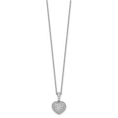 Sophia Jewelers Rhodium-Plated Sterling Silver Heart Necklace with 40 CZ Stones