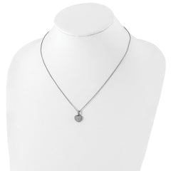Sophia Jewelers Rhodium-Plated Sterling Silver Heart Necklace with 40 CZ Stones