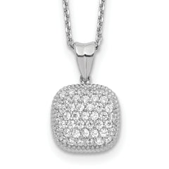 Sterling Shimmer Sterling Silver Rhodium-plated 16 inch 49 Stone Square CZ Necklace with 2 inch extender