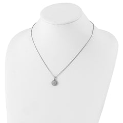 Sterling Silver CZ Pendant Necklace with Rhodium Polish Unisex 18 Inch