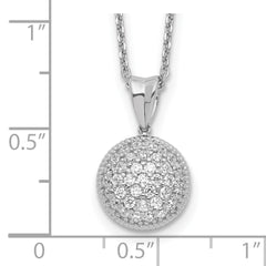 Sterling Silver CZ Pendant Necklace with Rhodium Polish Unisex 18 Inch