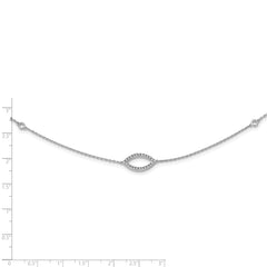 Sterling Silver Rhodium-Plated Unisex CZ Station Necklace 18 Polished