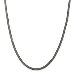 Sterling Silver 925 Mesh Necklace with Antique Finish 20" Elegant Design