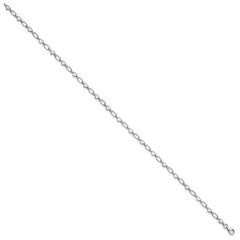 Sterling Silver Rhodium-plated Heart Link 10in Anklet
