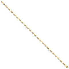 Sterling Silver Gold-tone Heart Link 10in Anklet