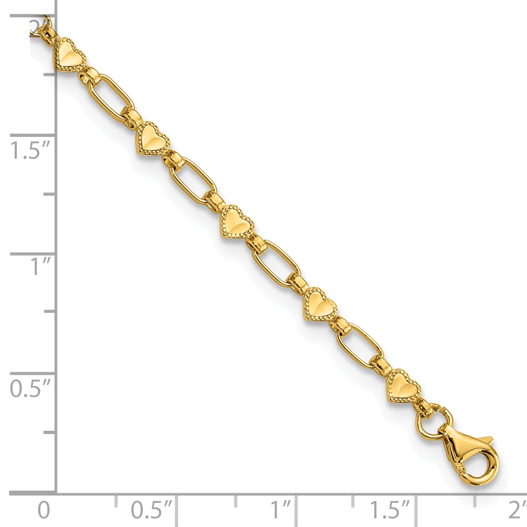Sterling Silver Gold-tone Heart Link 10in Anklet